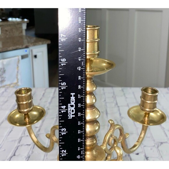 Vintage Dutch Brass Bronze Candelabra Holds 5 Candles - Picture 9 of 11